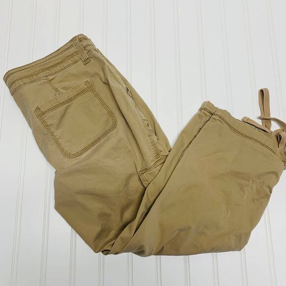 Y2k Cropped Low Rise Cargo Pants Sz 8 Khaki Tan - Picture 1 of 6